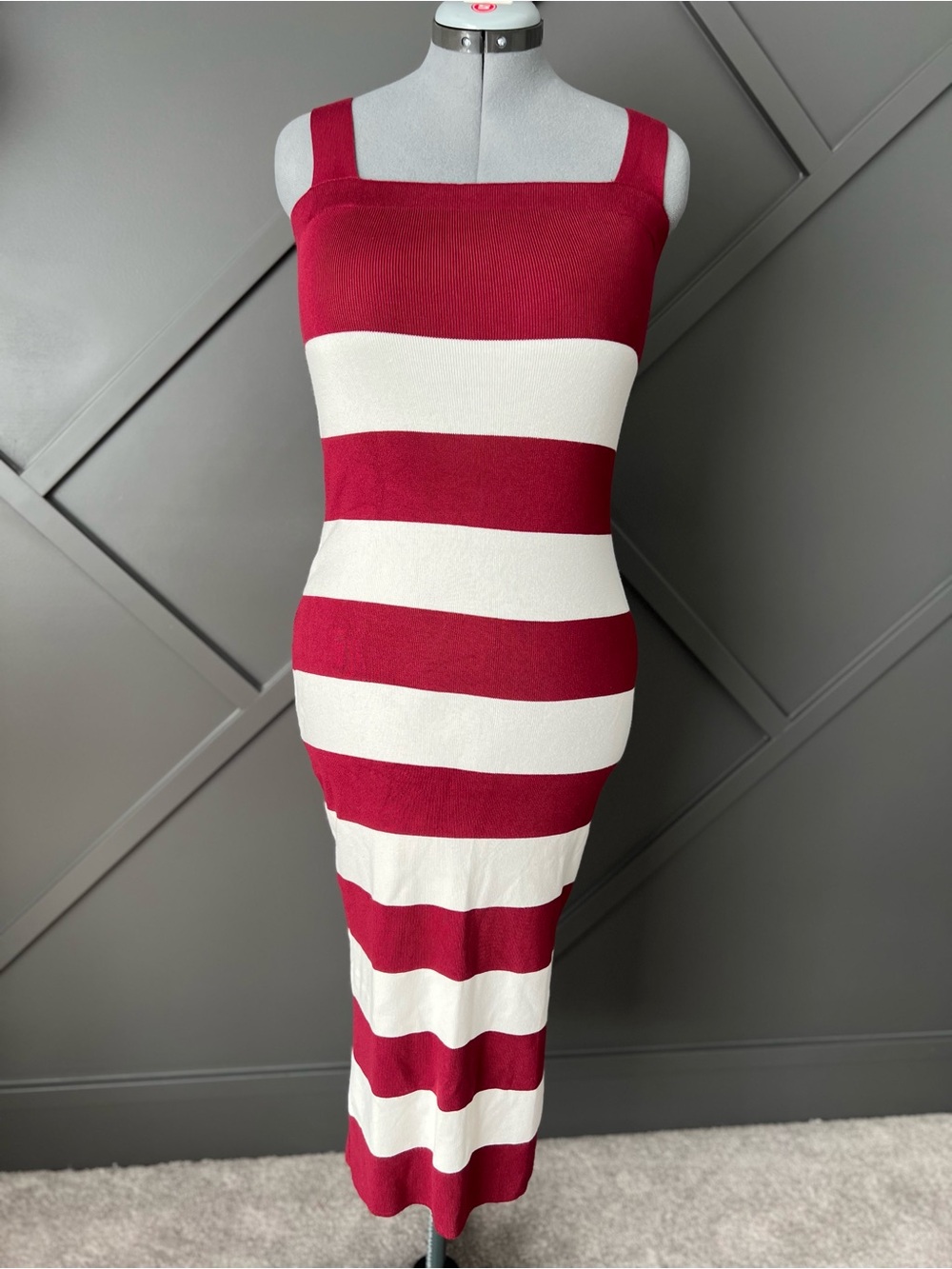 Striped Red and White Tank Maxi Dress